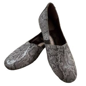 Born Shoes Women 9M Gray Brown Snakeskin Zebra Leather Slip-On Flats